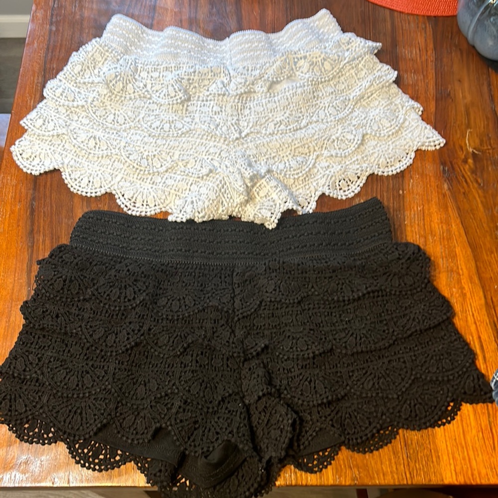 Two shorts, black and white